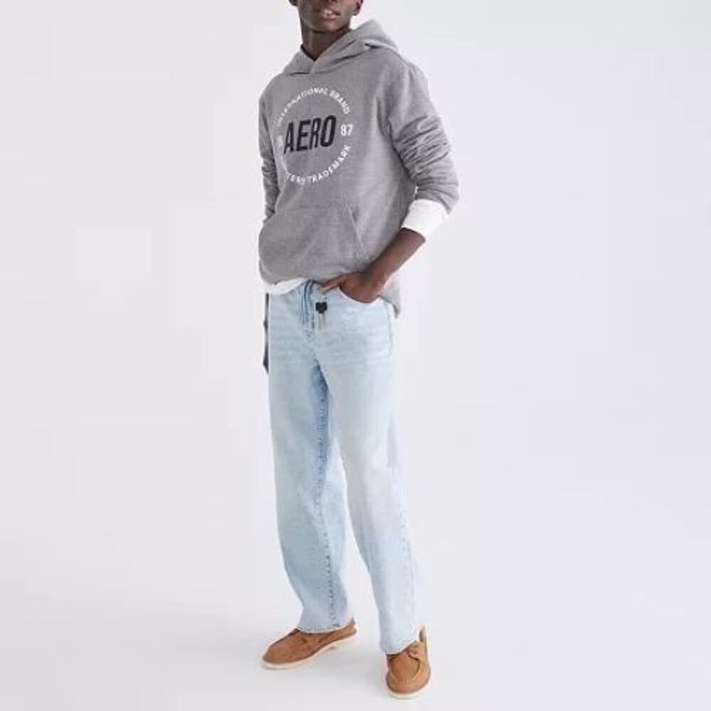 Aeropostale Baggy Jeans Mens 34x30 Blue Light Wash Loose Relaxed NEW